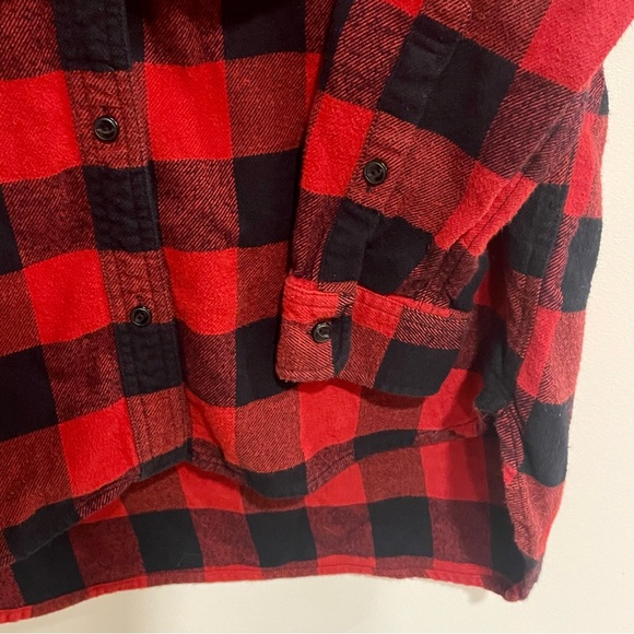 MADEWELL Ex Boyfriend Buffalo Check Flannel Button Down - Red Black Size Small - Picture 3 of 10